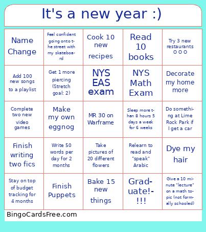 New years resolution Bingo Cards Free Pdf Printable Game, Title: It's a new year :)