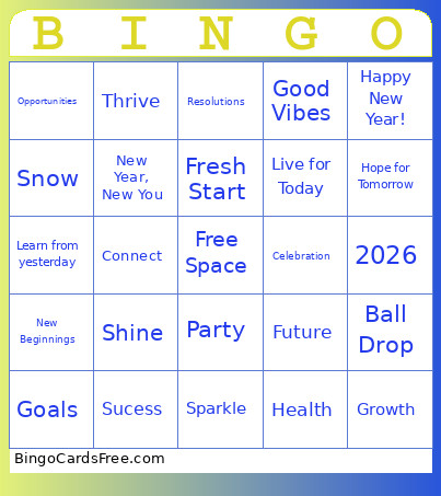 New Years Work Bingo Card