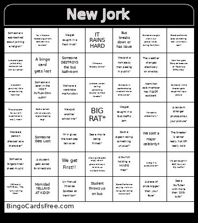 New York Bingo Card