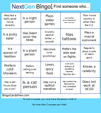 NextGen - Find A Person Who... Bingo Card 2