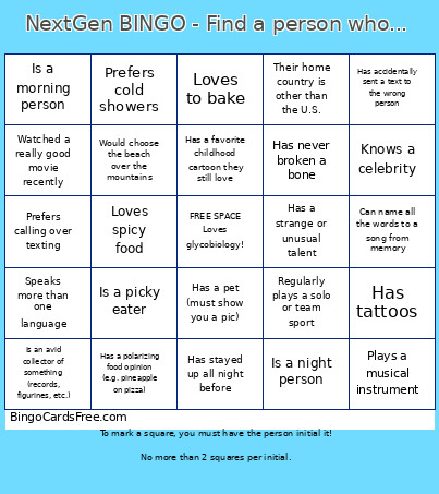 NextGen - Find A Person Who... Bingo Card