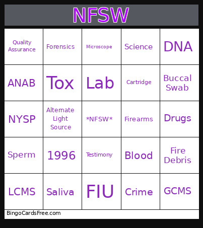 NFSW Bingo Card