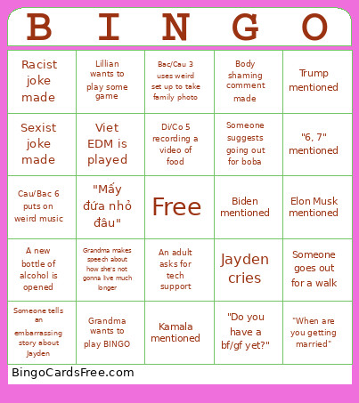Ngo/Duong Xmas Bingo Card