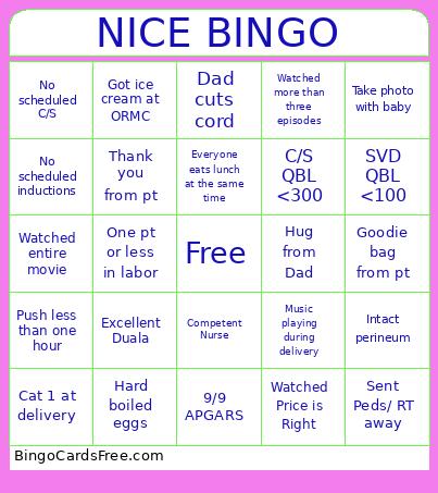 Nice Bingo Card