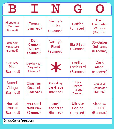 Nick Ban Bingo Card