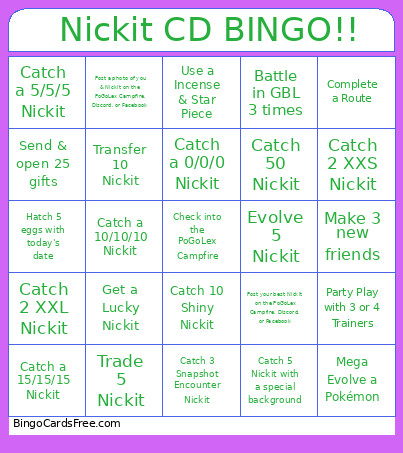 Nickit CD !! Bingo Card