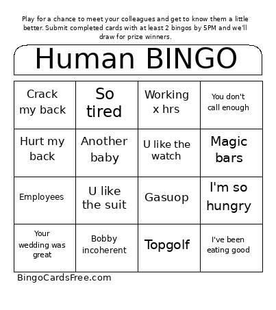 Nicky's Wedding Bingo Card