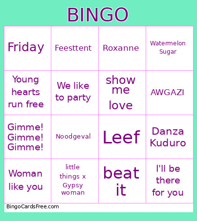 Nicole 30 Bingo Card