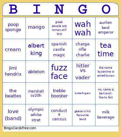 Nicole References Bingo Card
