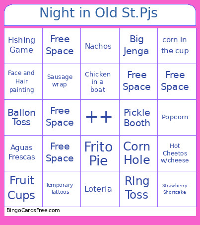 Night In Old St.Pjs Bingo Card