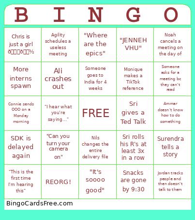 Nightwing Shenanigans Bingo Card