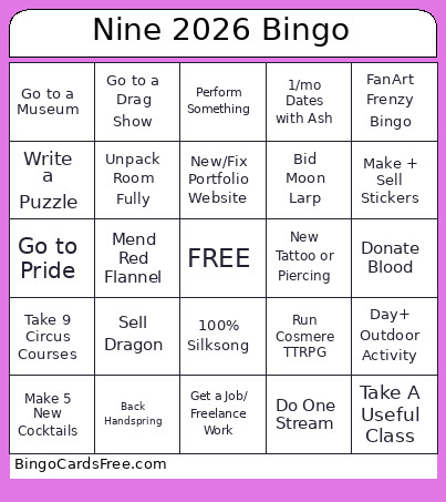 Nine 2026 Bingo Card