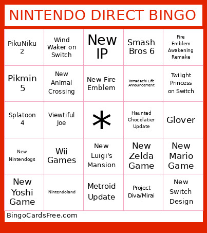 Nintendo Direct 09-12-25 Bingo Card