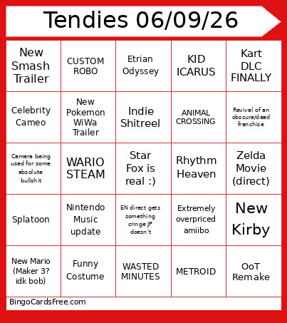 Nintendo Direct June 2026 Bingo Card