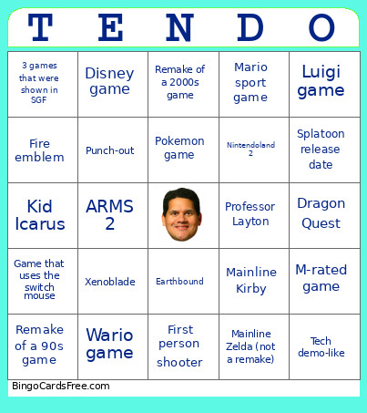 Nintendo's Big Bountiful Blessed Bingo Card