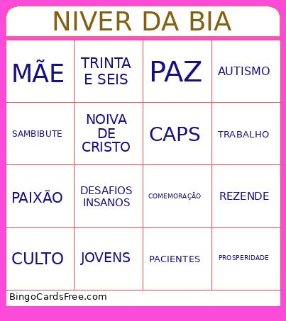 NIVER DA BIA Bingo