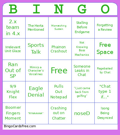Nix Bingo Card