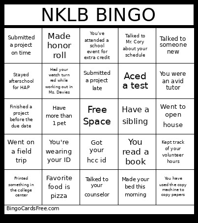 NKLB Bingo Card