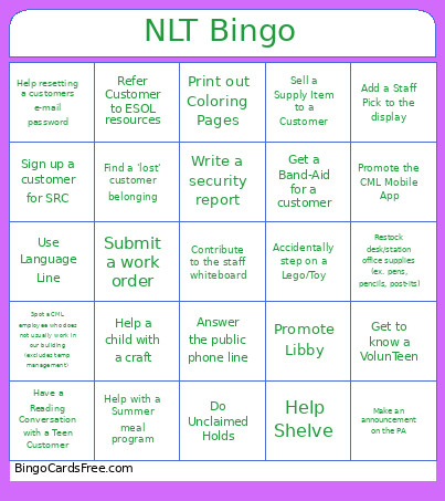 NLT Bingo Card