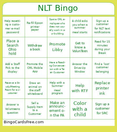 NLT Branch Bingo
