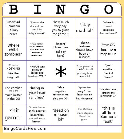 NMRIH Salty Vet Bingo Card