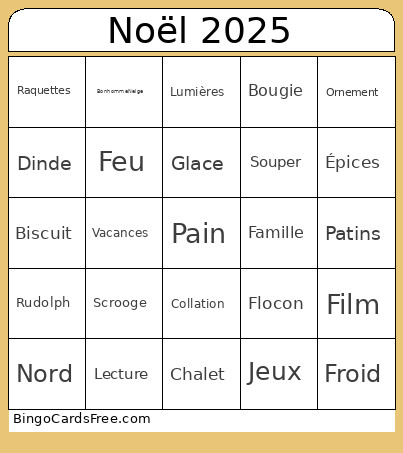Noël 2025 Bingo Card