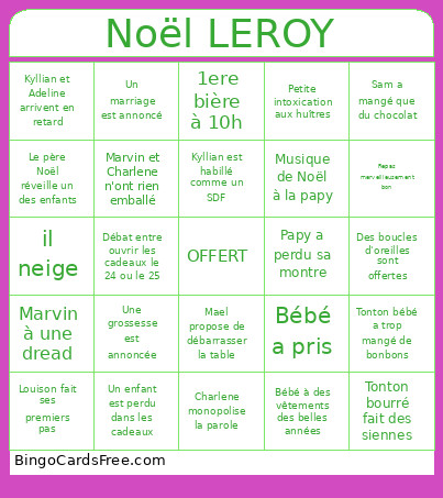 Noël LEROY Bingo Card