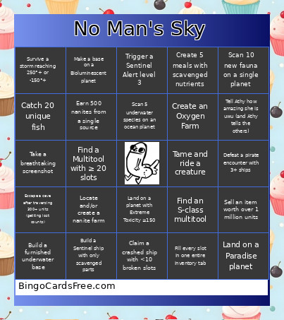 No Man's Sky Bingo Card