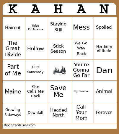 Noah K Bingo Card