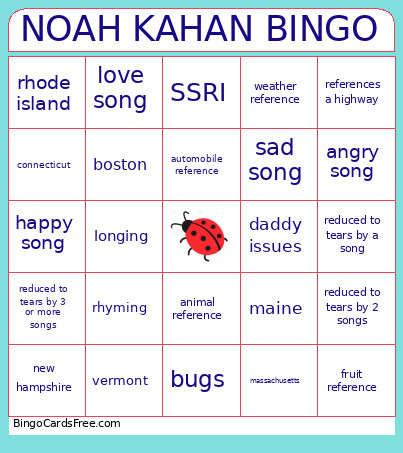 NOAH KAHAN Bingo Card