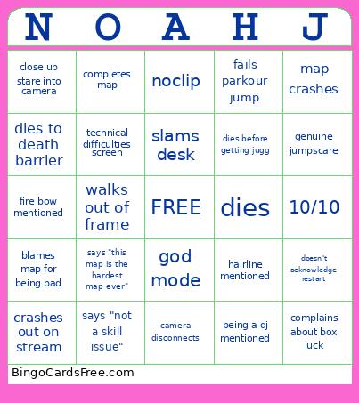 NOAHJ RAGE STREAM Bingo