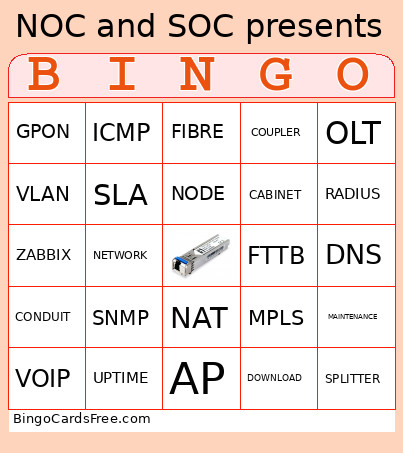 NOC And SOC Bingo Card