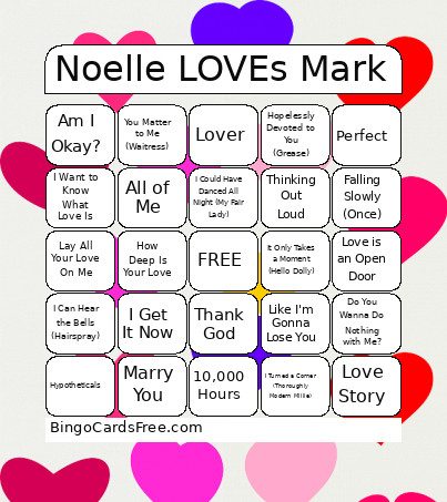 Noelle LOVEs Mark Bingo Card