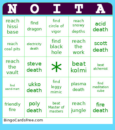 NOITA Bingo Card
