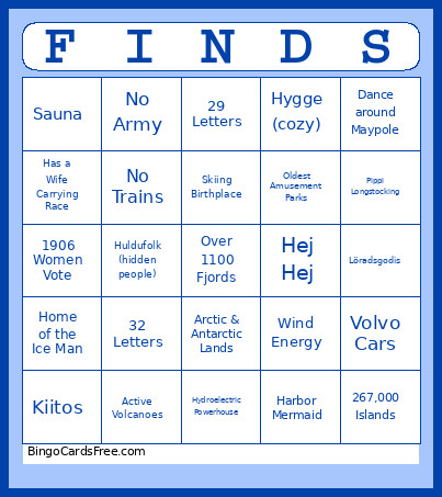 Nordic Bingo Card