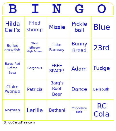 Norman Bingo Card