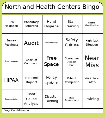 Northland Health Centers Bingo Card
