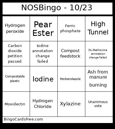 NOSBingo - 10/23