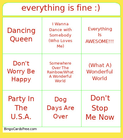 Not The End Of The World - Mb Bingo Card