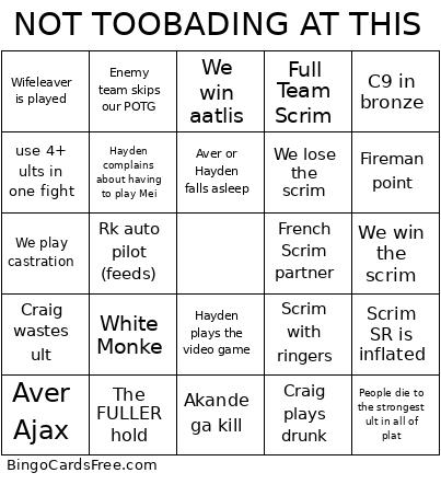 NOT TOOBADING AT THIS Bingo Card