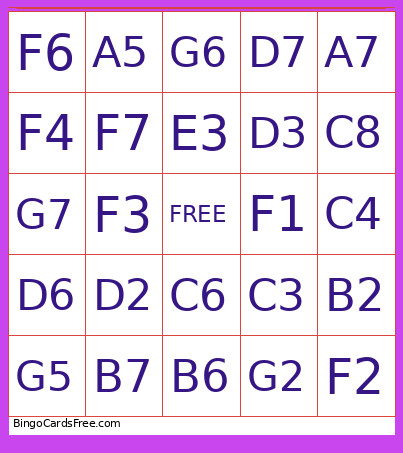 Note Name Bingo Card