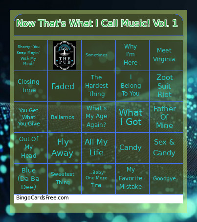 Now That's What I Call Music! Vol. 1 Bingo Card