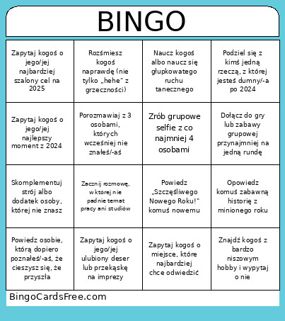 Nowe Roczne Bingo Card