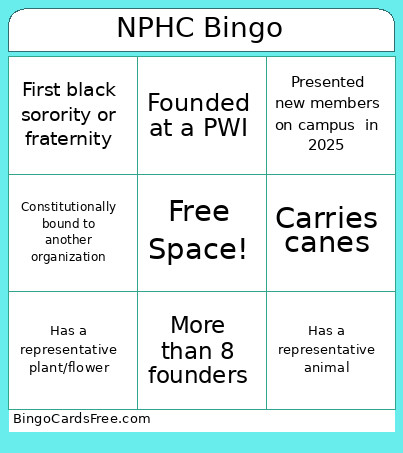 NPHC Bingo Card