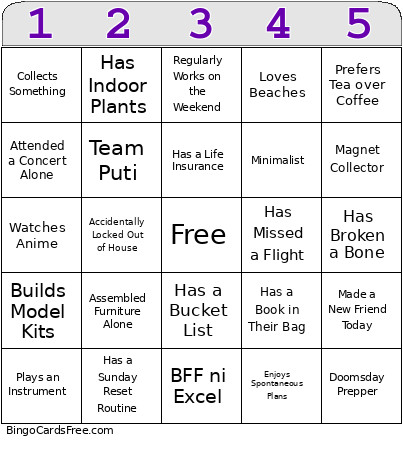 NPM X SLC Event Bingo Card