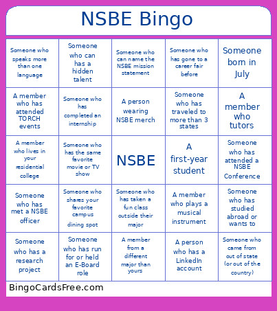 NSBE Bingo Card 2