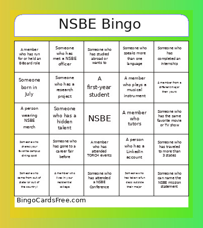 NSBE Bingo Card