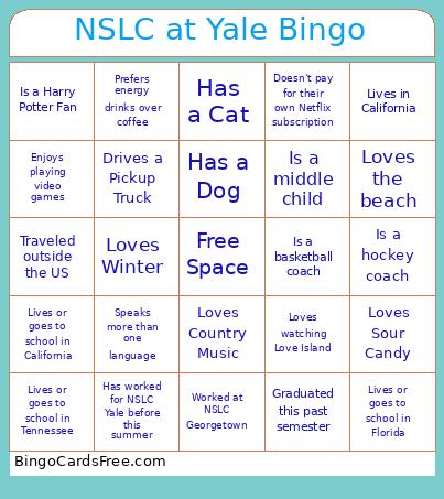 NSLC at Yale Bingo