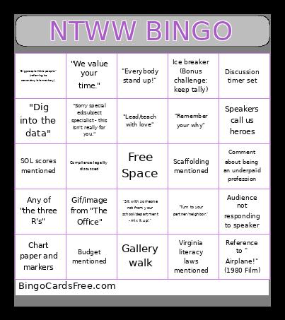 NTWW Bingo Card