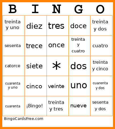 Numbers 1-75 Bingo Card